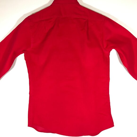 J. Crew Outfitter Women's 6 Red Corduroy Hidden Button Long Sleeve Round Hem Top - Picture 5 of 9